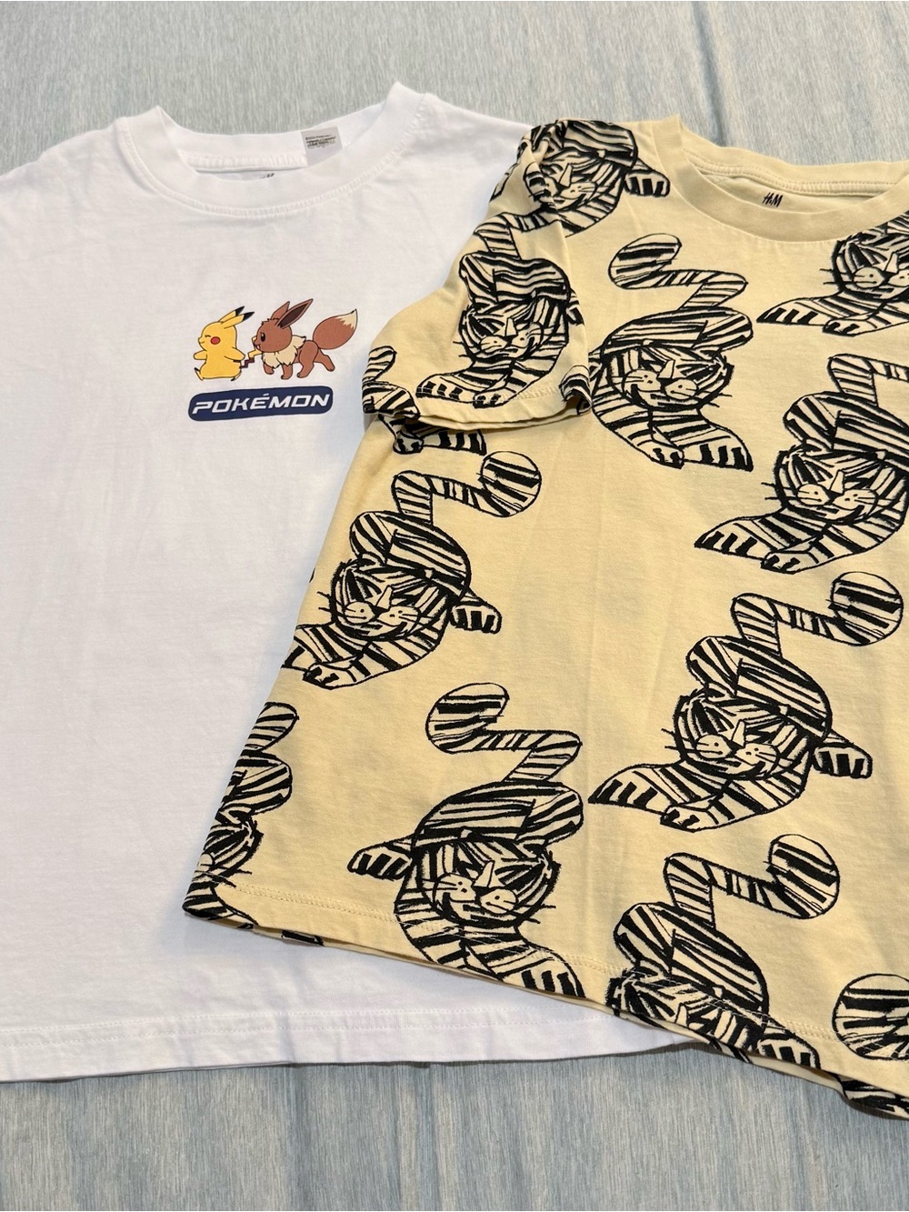H&M Yellow Tiger Print Top & White Pokémon Graphic Tee - 2-Pack Size 6X-7